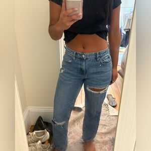 PacSun Women's Distressed Blue Straight Leg Jeans